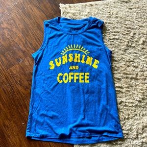 Sunshine and Coffee Blue Workout Tank